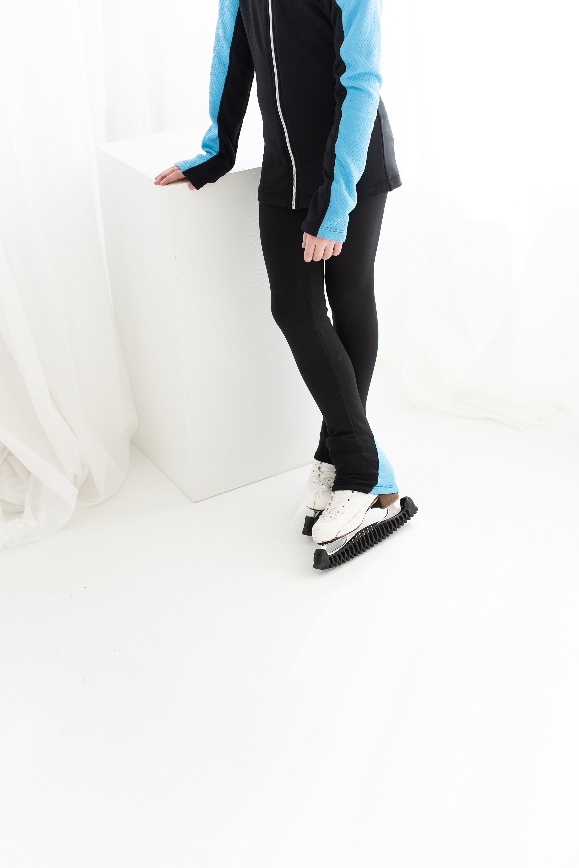 Ice Skating Pants, Black Skate Pants With Blue Details, Skating