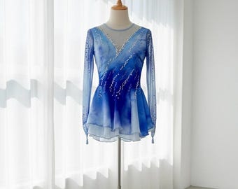 Custom Ice Skating Dress – Blue to Purple Ombre Figure Skating Costume