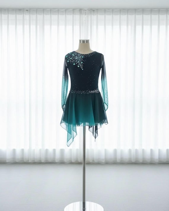 Backless Ombre Figure Skating Dress 2025 Blue Ombre Figure Skating Dress  High Stretch Non Temu Denmark