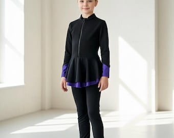 Figure Skating Dress: Black Ice Training Outfit with Zipper