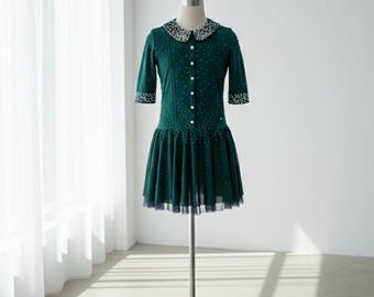 Emerald Ice Skating Dress: Girls Competition Outfit, Made to Order