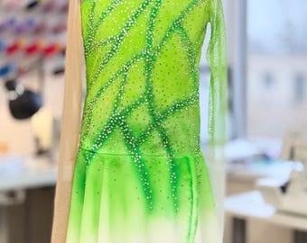 Green Flower Figure Skating Dress: Custom Competition Costume - Etsy Green Flower Figure Skating Dress: Custom Competition Costume - Etsy
