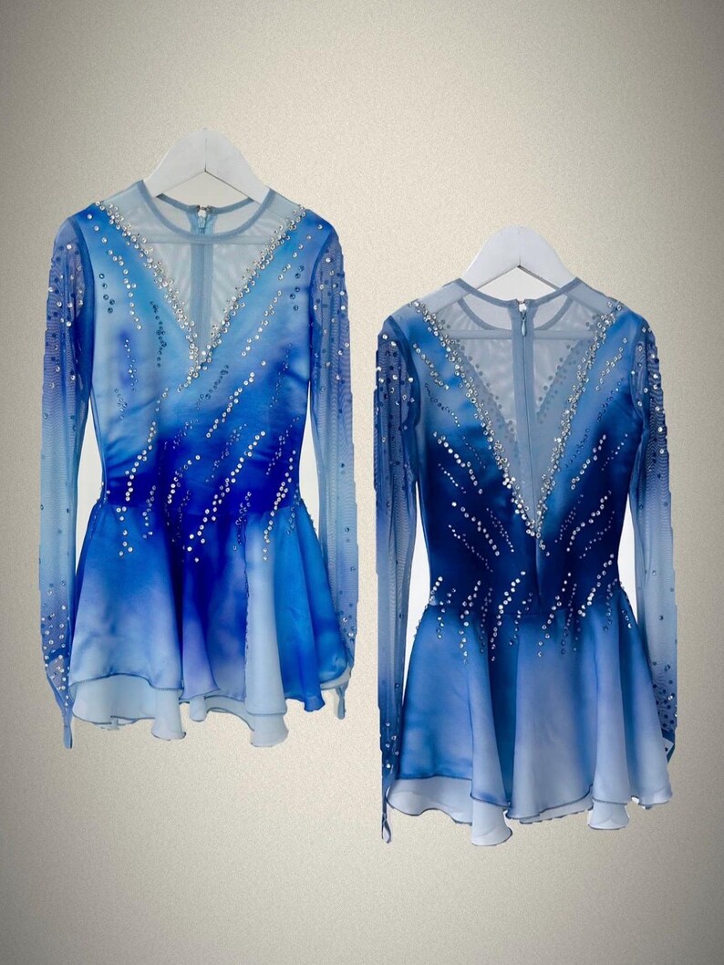 Custom Ice Skating Dress – Blue to Purple Ombre Figure Skating Costume