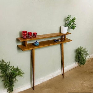 Narrow console table with shelf, slim entryway table with storage, console table, wooden side table, Hallway Stand, wood entryway table