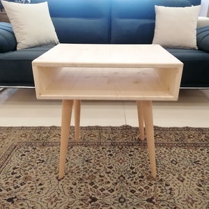 Nightstand Shelf, Solid Nightstand, Coffee Table, Wood Bedside Tables , Mid Century Table, Handmade Furniture , Bedside Shelf, Unique