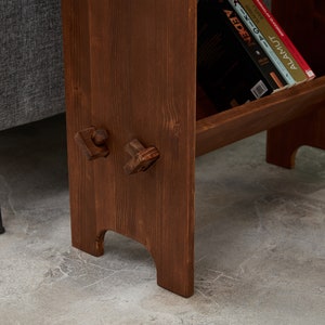 Narrow side table, minimalist bookcase, Nightstand, Scandinavian Table, 2-Tier Solid Wood Side Table, sofa side table, slim coffee table image 7
