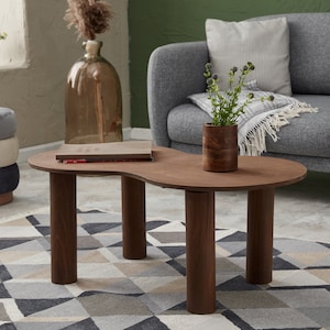 Endless shaped, Scandinavian Table, pumpkin coffee table, Wooden modern style coffee table, Oval coffee table,THICK LEGS,modern coffee table