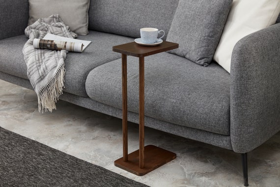 Handcrafted Wooden C Table, Modern Side Table, Laptop Stand