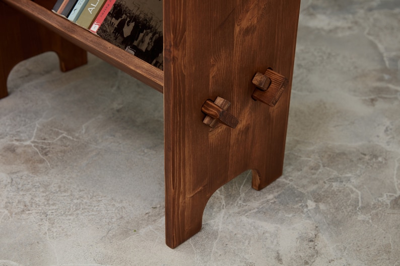 Narrow side table, minimalist bookcase, Nightstand, Scandinavian Table, 2-Tier Solid Wood Side Table, sofa side table, slim coffee table image 5
