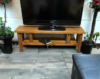 Solid wood TV unit, Rustic TV Stand, Handmade stand, Media Stand, TV Stand with Shelf, pine tree tv stand, solid wood handmade