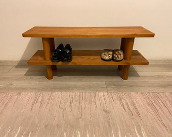 Long entrance bench, Stand Shoe Rack for Hallway, Entrance Shoe Rack, Solid Wooden Shoe Rack, Handmade bench, Mid century shoe storage