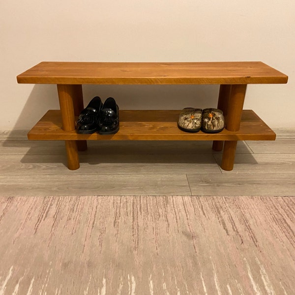 Long entrance bench, Stand Shoe Rack for Hallway, Entrance Shoe Rack, Solid Wooden Shoe Rack, Handmade bench, Mid century shoe storage