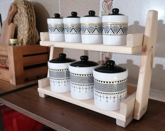 Handmade Wooden Spice Rack, Tabletop Essential Oil Holder