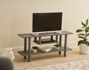 Handmade Solid Wood TV Stand with Storage Shelf