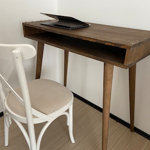 Modern Study Desk, Writing and Computer Desk, Rustic Study Desk with Handmade Wooden Legs, Computer Desk with Partitions, Vintage Look