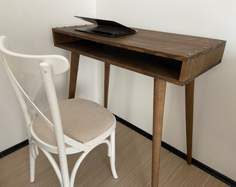 Rustic Handmade Wood Desk with Partitioned Storage