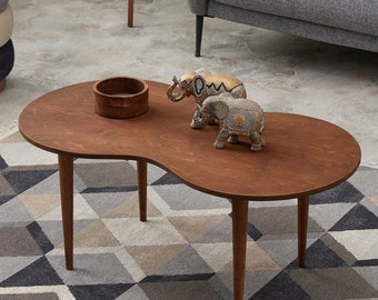 Endless shaped, Scandinavian Table, , Wooden modern style coffee table, Oval coffee table,CONICAL FEET,modern coffee table