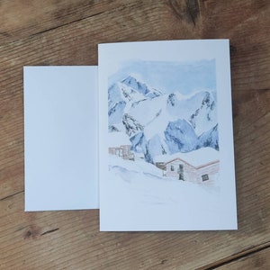 Chalés - Cartão de felicitações original com impressão em aquarela de 6 x 4 polegadas, em branco no interior