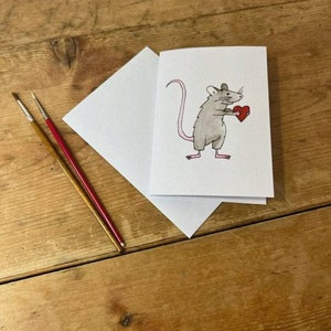Ratty - 6x4 pollici originale Carta di auguri stampa acquerello, vuoto all'interno - San Valentino Natale amore moglie fidanzata marito fidanzato