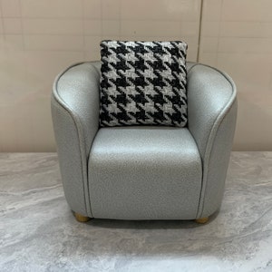 1:6 Scale single seat Scientific cloth couch, Dollhouse miniature couch,  Handmade min sofa, Modern minimalist sofa, Gift for doll