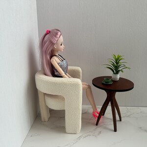 Handmade 1:6 Scale Zebra-Print Dollhouse Sofa Chair image 12