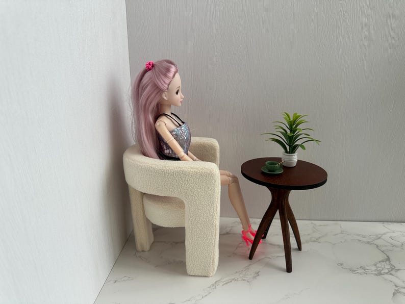 Handmade 1:6 Scale Zebra-Print Dollhouse Sofa Chair image 12