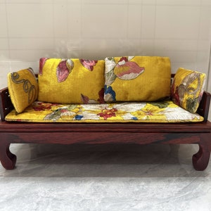 Dollhouse 1:6 Scale vintage mahogany bench, Handmade Doll Furniture, Vintage solid wood small bench, Dollhouse Miniatures, Gift for doll