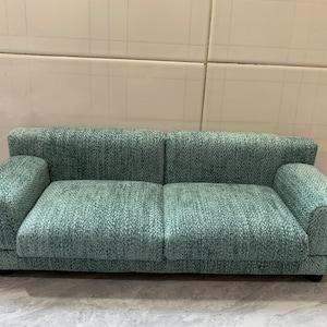 Customizable Miniature Couch, Mini Dollhouse Sofa, Dollhouse Furniture, 1:6 Fabric Couch, Gray orchid linen sofa, Three seat linen couch