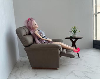 Handmade Miniature Recliner Chair – 1:6 Scale Doll Furniture