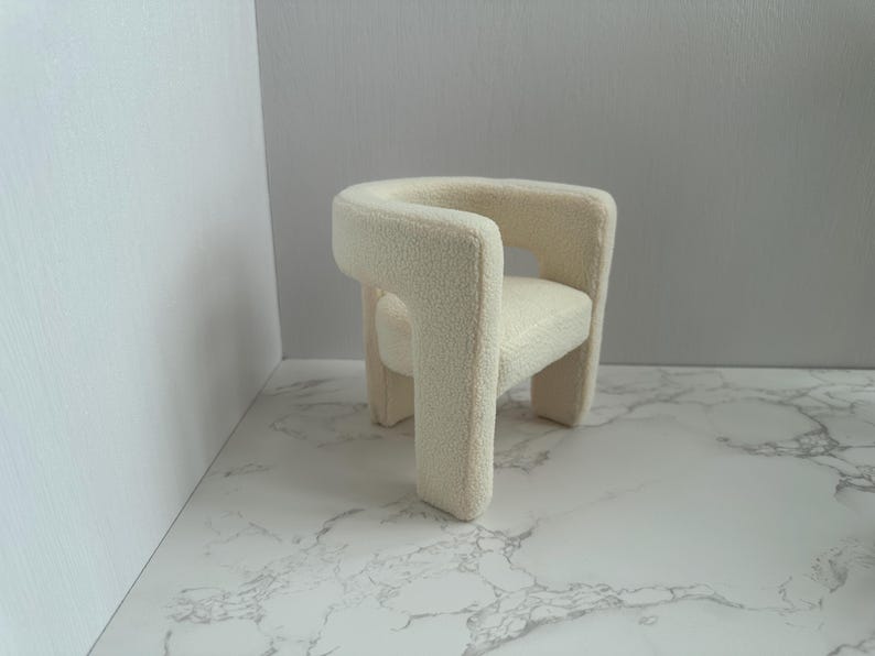 Handmade 1:6 Scale Zebra-Print Dollhouse Sofa Chair image 13
