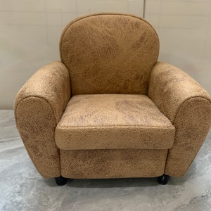 Dollhouse vintage flannel miniature couch, Brown 1:6 Scale single seat sofa,  Handmade mini sofa model, Modern minimalist sofa