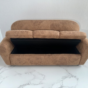 1:6 Scale miniature couch with hidden storage space, Handmade dollhouse furniture, Dollhouse multi-function miniature sofa, Gift for her