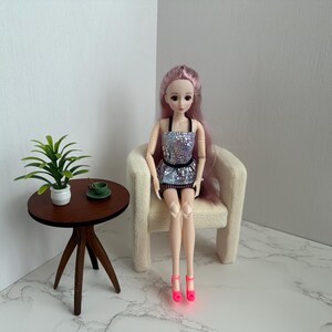 Handmade 1:6 Scale Zebra-Print Dollhouse Sofa Chair image 11
