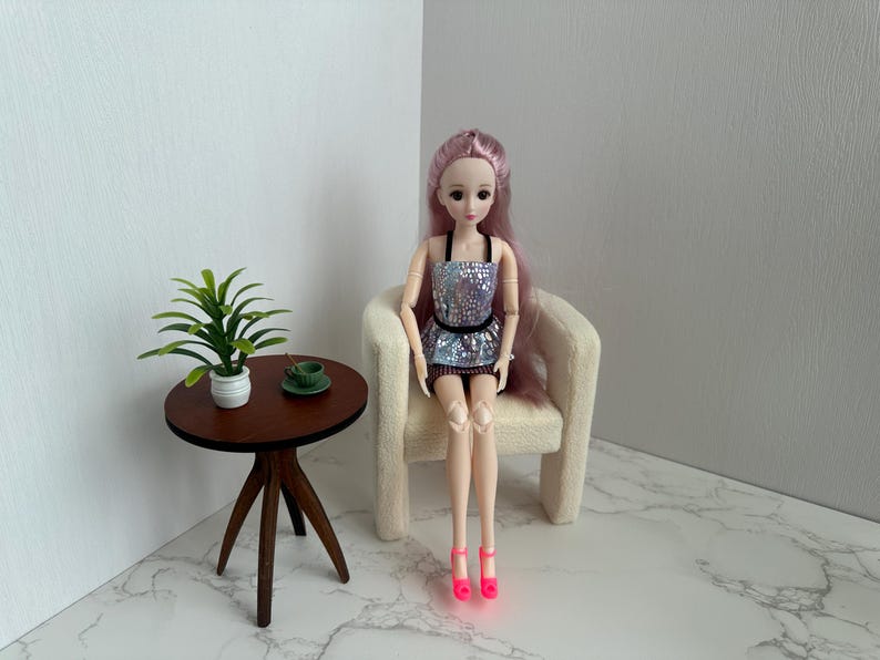 Handmade 1:6 Scale Zebra-Print Dollhouse Sofa Chair image 11