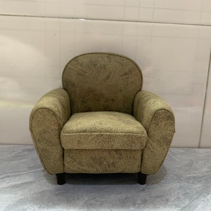 1:6 Green Vintage flannel single seat sofa, Miniature modern couch, Minimalist couch, Handmade Dollhouse sofa, Gift for doll