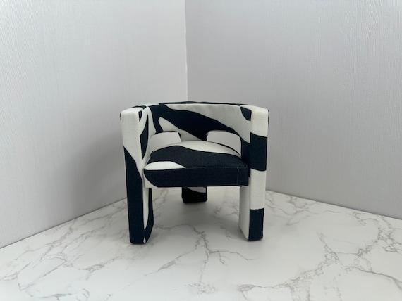Handmade 1:6 Scale Zebra-Print Dollhouse Sofa Chair