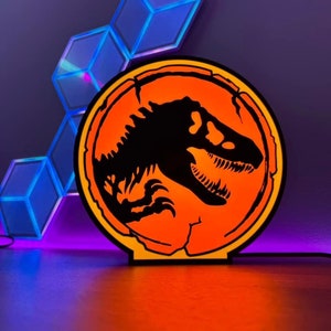 Caisson lumineux de style Jurassic World imprimé en 3D