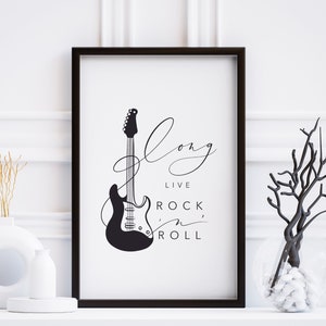Rock&#39;n&#39;Roll Guitar Print: Minimalist Music Poster (Digital Download)