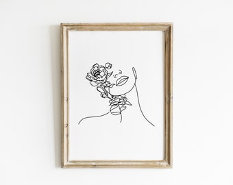 Stampa artistica minimalista di un volto femminile (download digitale)