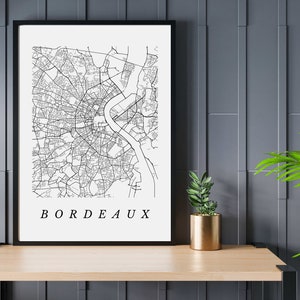 Bordeaux Karte | Frankreich Karte | Kunstposter City Street | Straßenkarte Druck