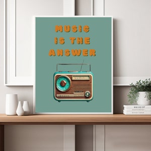 Póster de música de radio retro: Arte mural minimalista (descarga digital)