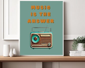 Retro Radio Music Poster: Minimalist Wall Art (Digital Download)