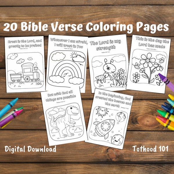 Bible Verse Coloring Pages for Preschoolers, Preschool Bible Verses, Sunday School, Homeschool, Bible Coloring Pages, Preschool Activity
