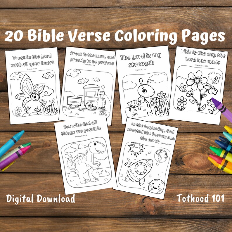 Bible Verse Coloring Pages for Preschoolers Preschool Bible Etsy