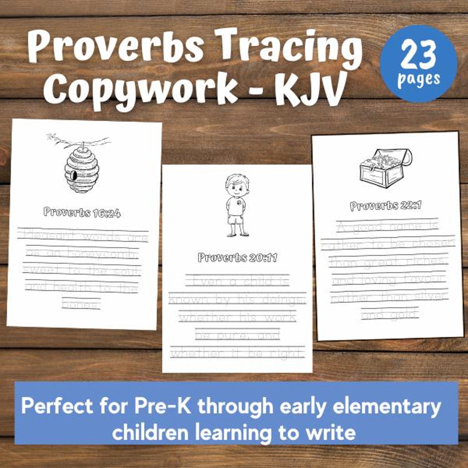 KJV Proverbs Copywork: Handwriting Practice & Coloring, Preschool ...