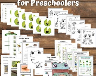Frosch Aktivität Bundle: Vorschule lernen Printables (digitaler Download)