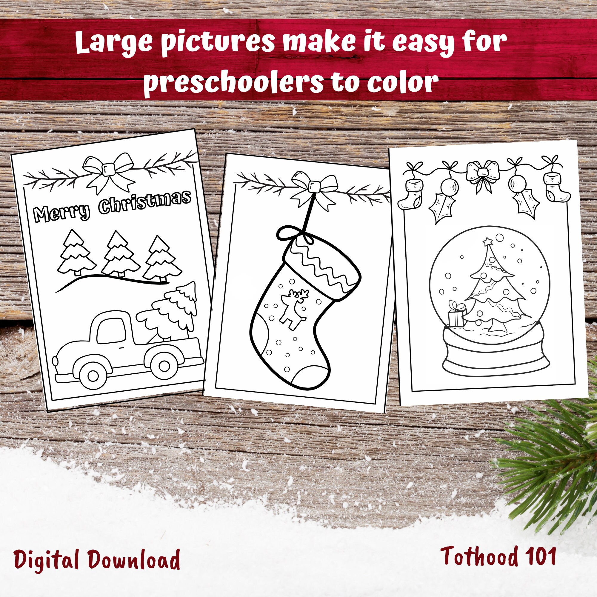 Christmas Coloring Pages for Preschoolers, Holiday Coloring Pages ...