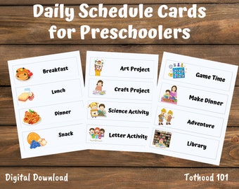 Daily Schedule Cards for Preschoolers, Homeschool Schedule, Preschool, Daily Routine Chart