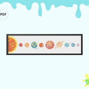 Planets Cross Stitch Pattern - PDF Download - Plantes in Order - Solar System - Galaxy Cross Stitch - Earth - Space - Modern Xstitch - Sun