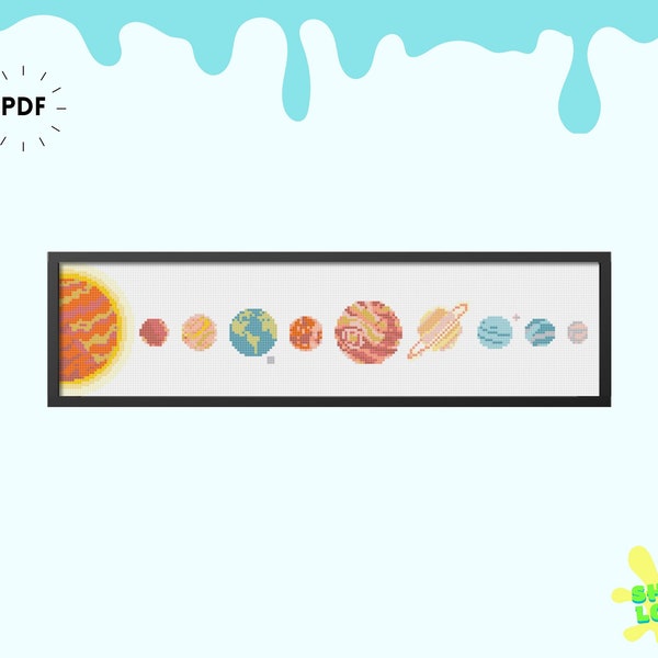 Planets Cross Stitch Pattern - PDF Download - Plantes in Order - Solar System - Galaxy Cross Stitch - Earth - Space - Modern Xstitch - Sun